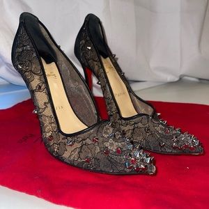 Black lace and spiked Christian Louboutin